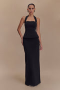 Bertie Peplum Halter Maxi Dress in Black – Chic&Drifts