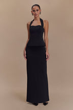 Bertie Peplum Halter Maxi Dress in Black – Chic&Drifts