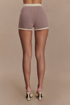 Julianne Contrast Knit Shorts in Pebble/Ivory – Chic&Drifts