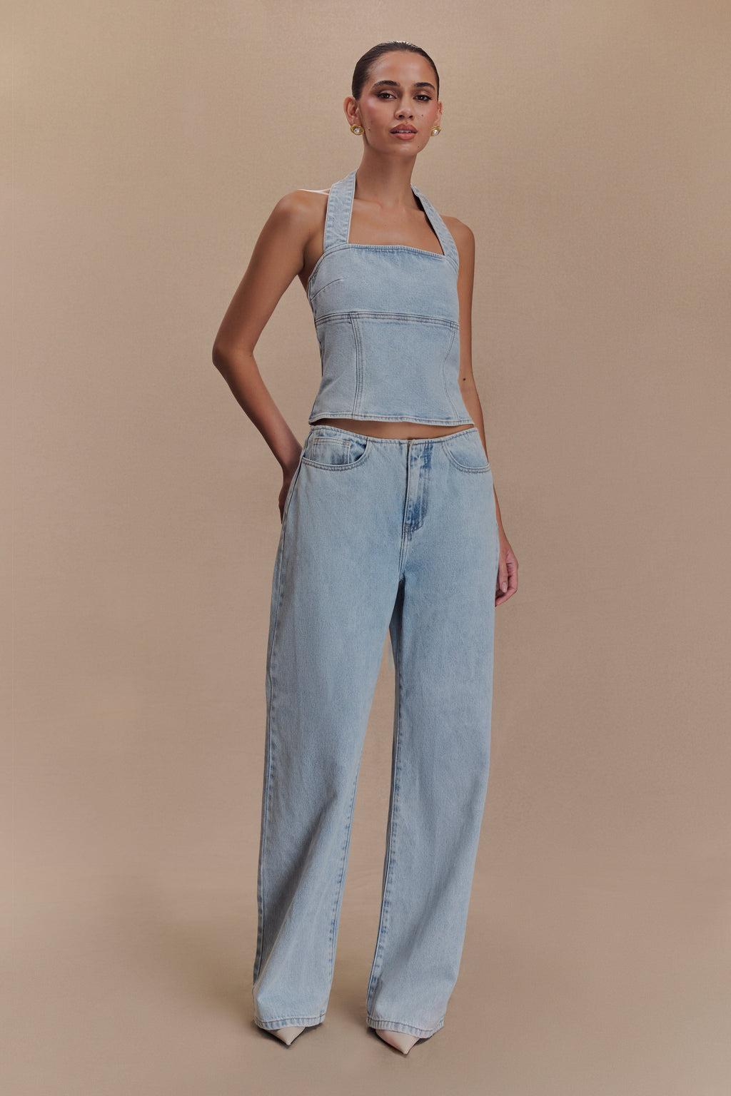 Dayna Denim Halter Top in Light Blue – Chic&Drifts