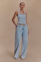 Dayna Denim Halter Top in Light Blue – Chic&Drifts