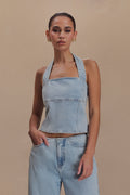Dayna Denim Halter Top in Light Blue – Chic&Drifts