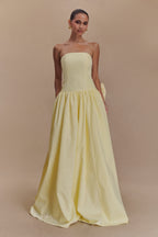 Frances Strapless Bow Maxi Dress in Lemon – Chic&Drifts