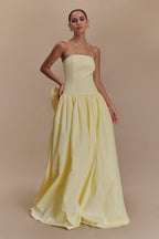 Frances Strapless Bow Maxi Dress in Lemon – Chic&Drifts
