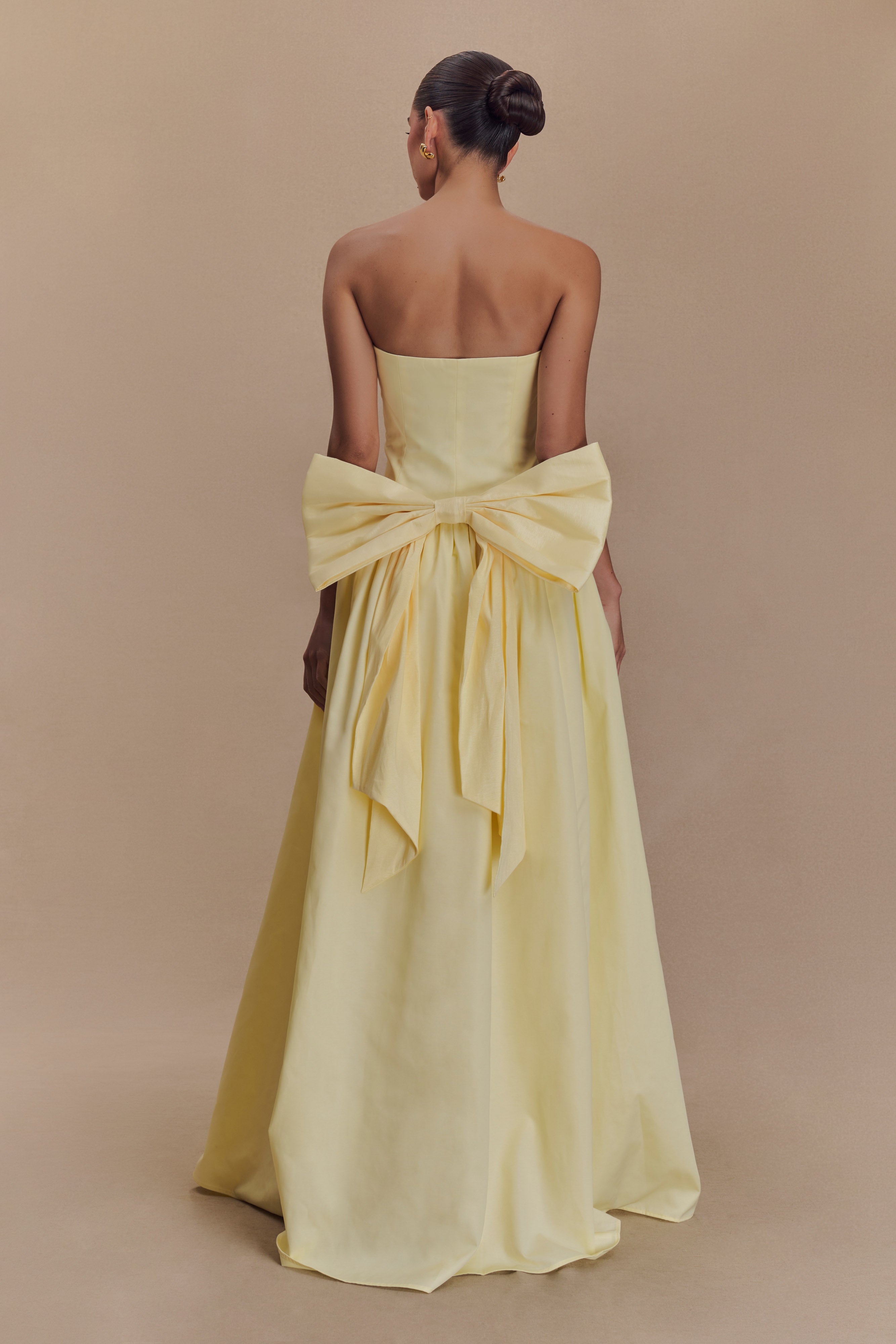 Frances Strapless Bow Maxi Dress in Lemon – Chic&Drifts