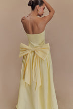 Frances Strapless Bow Maxi Dress in Lemon – Chic&Drifts