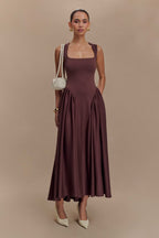 Sharon Scuba Jersey Midi Dress in Cacao Brown – Chic&Drifts