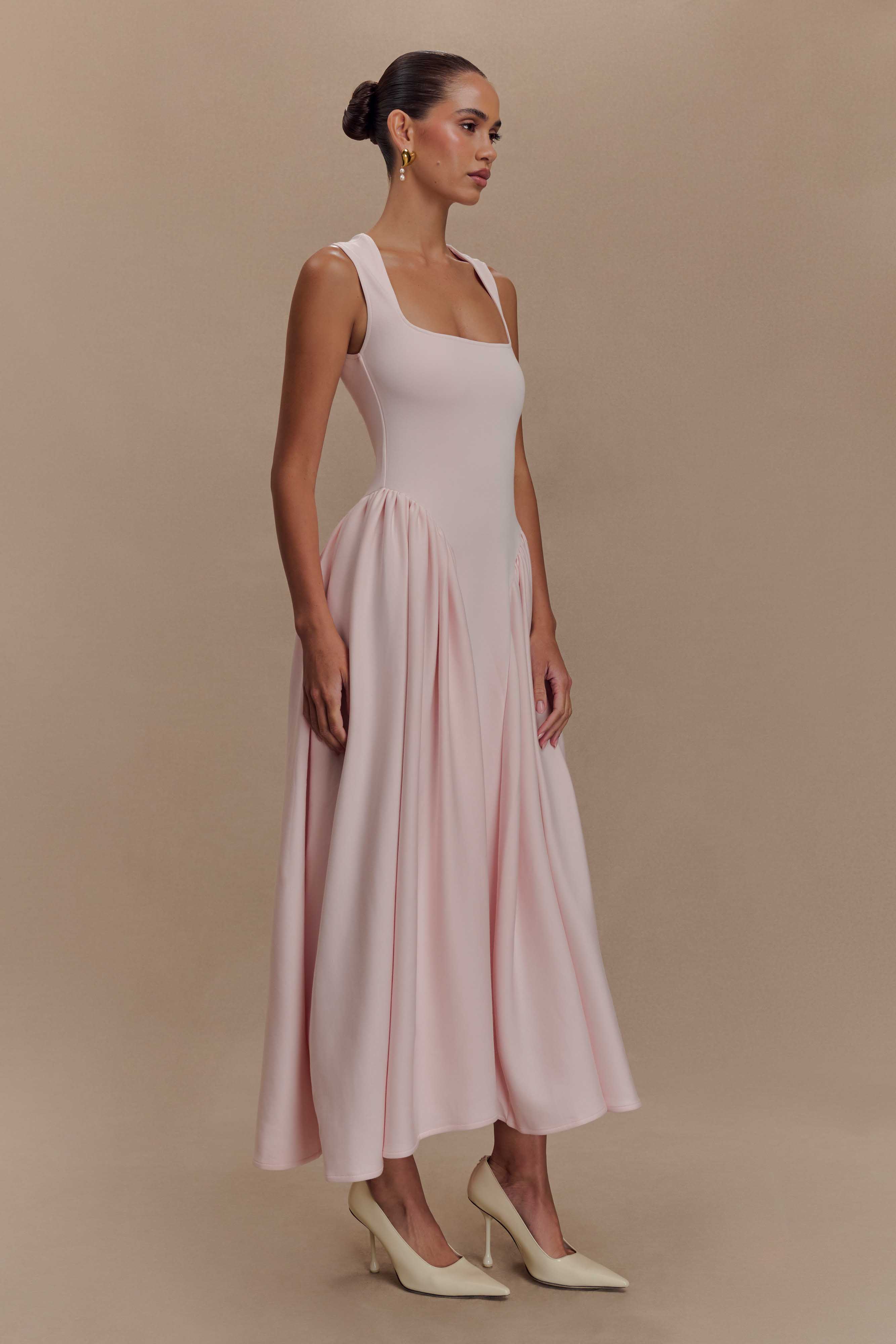 Sharon Scuba Jersey Midi Dress in Ballet Pink – Chic&Drifts