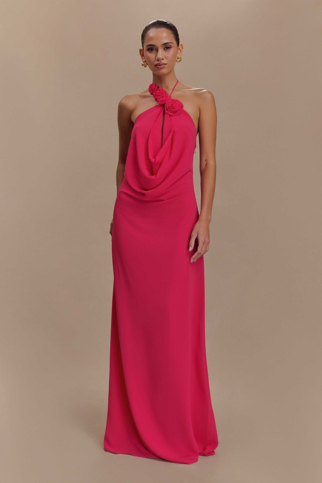 Rosalia Cowl Neck Maxi Dress in Raspberry – Chic&Drifts