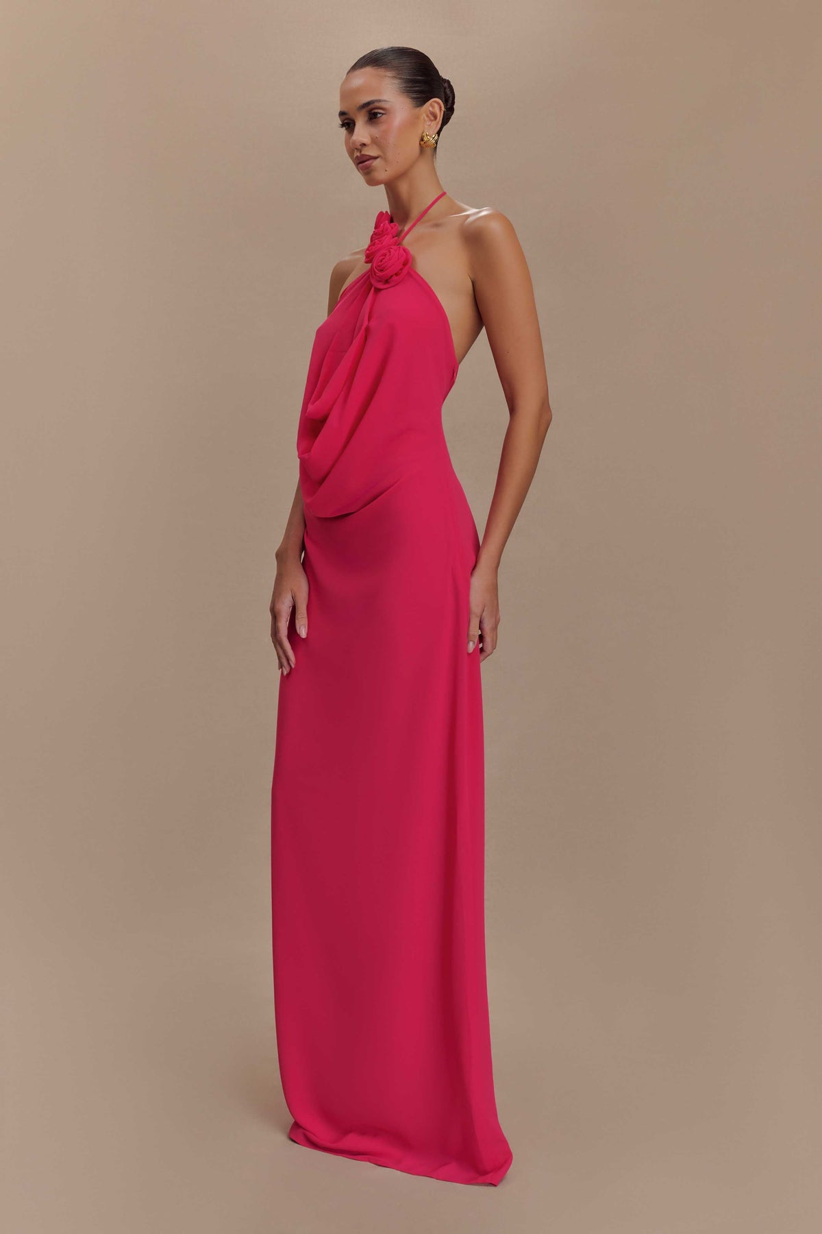 Rosalia Cowl Neck Maxi Dress in Raspberry – Chic&Drifts