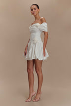 Giovanna Off Shoulder Mini Dress in White – Chic&Drifts