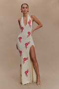 Shiloh Rose Knit Halter Maxi Dress in Ivory – Chic&Drifts