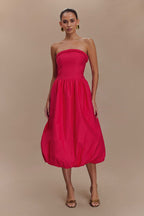 Dulce Puff Midi Dress in Raspberry – Chic&Drifts