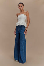 Cora Ruched Strapless Top in White – Chic&Drifts