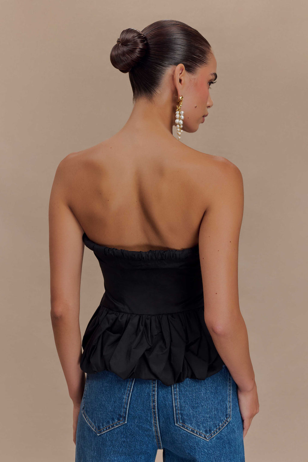 Cora Ruched Strapless Top in Black – Chic&Drifts