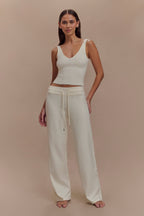 Natalya Ribbed Knit Cami Top in Ivory – Chic&Drifts