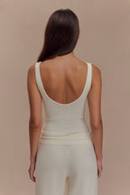 Natalya Ribbed Knit Cami Top in Ivory – Chic&Drifts