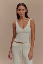 Natalya Ribbed Knit Cami Top in Ivory – Chic&Drifts