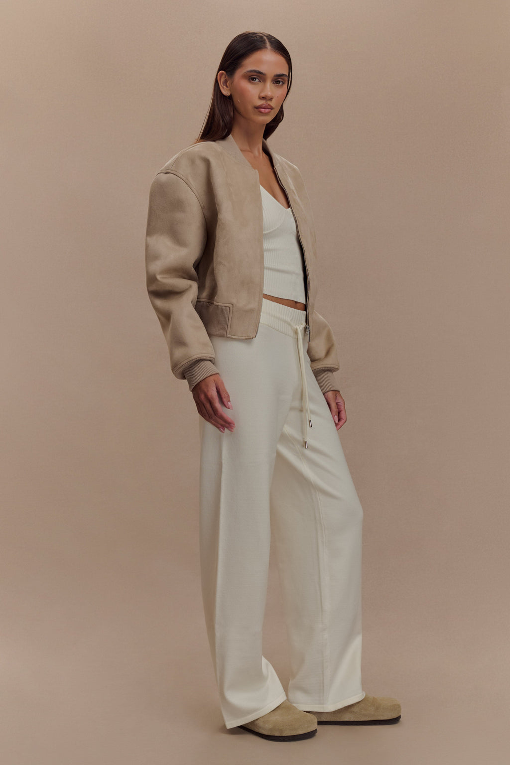 Rudy Suede Bomber Jacket in Sand – Chic&Drifts