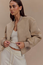 Rudy Suede Bomber Jacket in Sand – Chic&Drifts