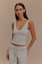 Natalya Ribbed Knit Cami Top in Heather Grey Marle – Chic&Drifts