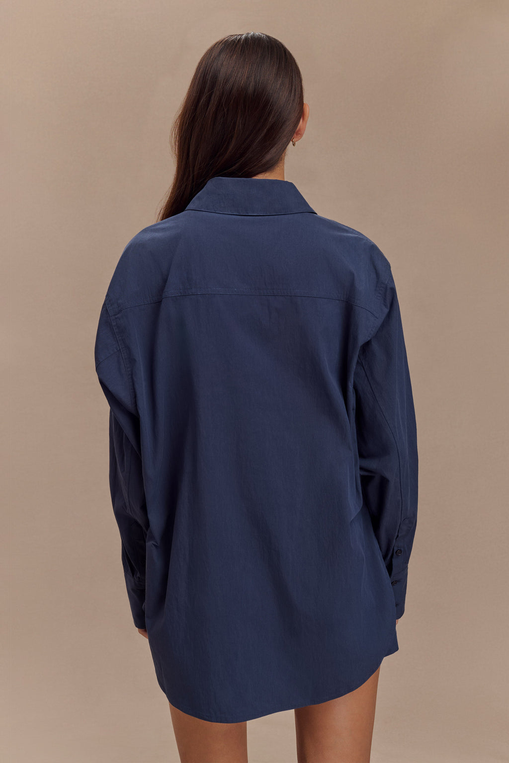 Campbell Cotton Oversized Shirt in Navy – Chic&Drifts
