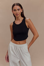Morgana Ribbed Tank Top in Black – Chic&Drifts