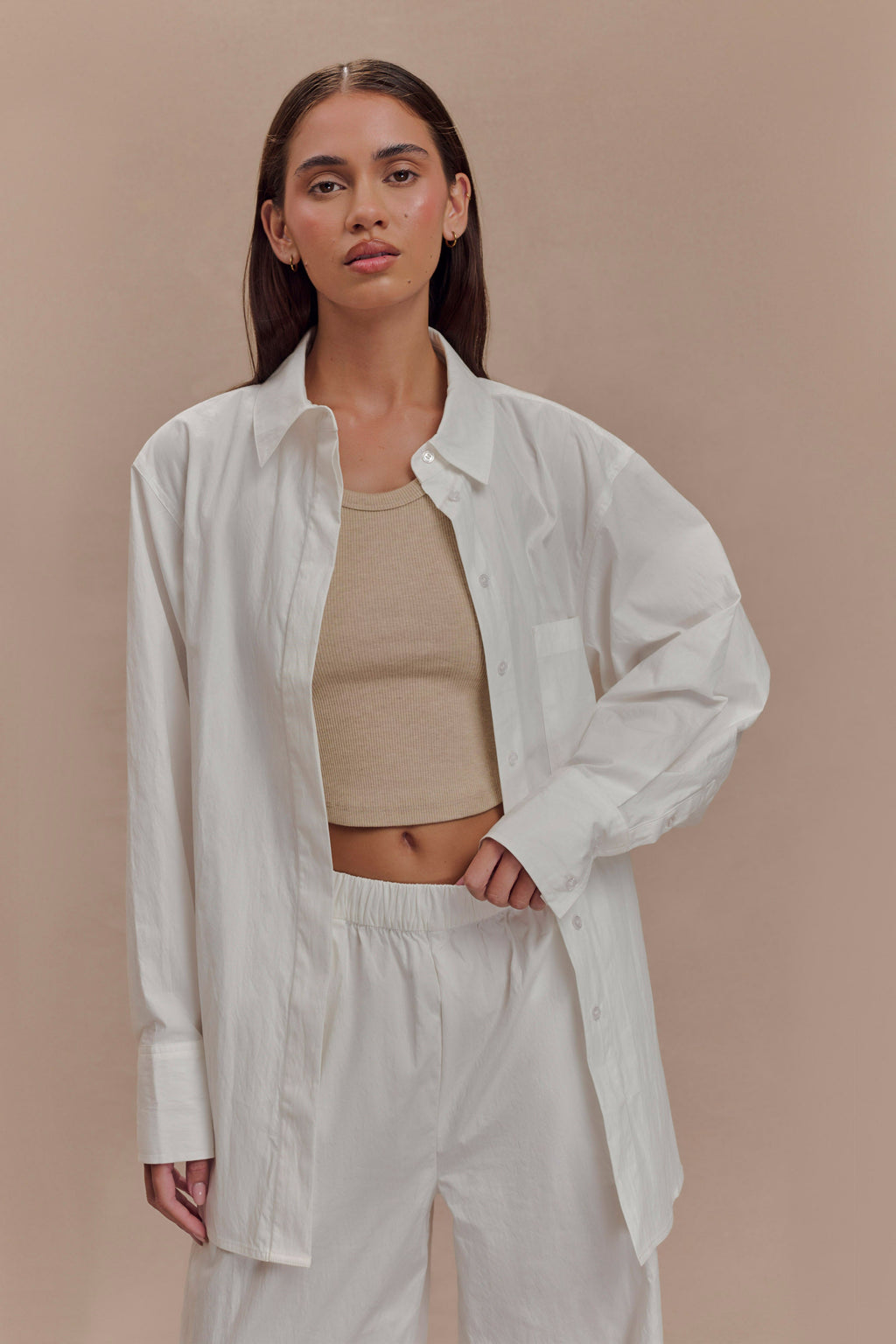 Campbell Cotton Oversized Shirt in White – Chic&Drifts