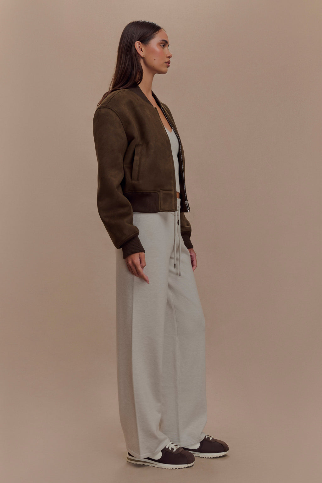 Rudy Suede Bomber Jacket in Chocolate – Chic&Drifts