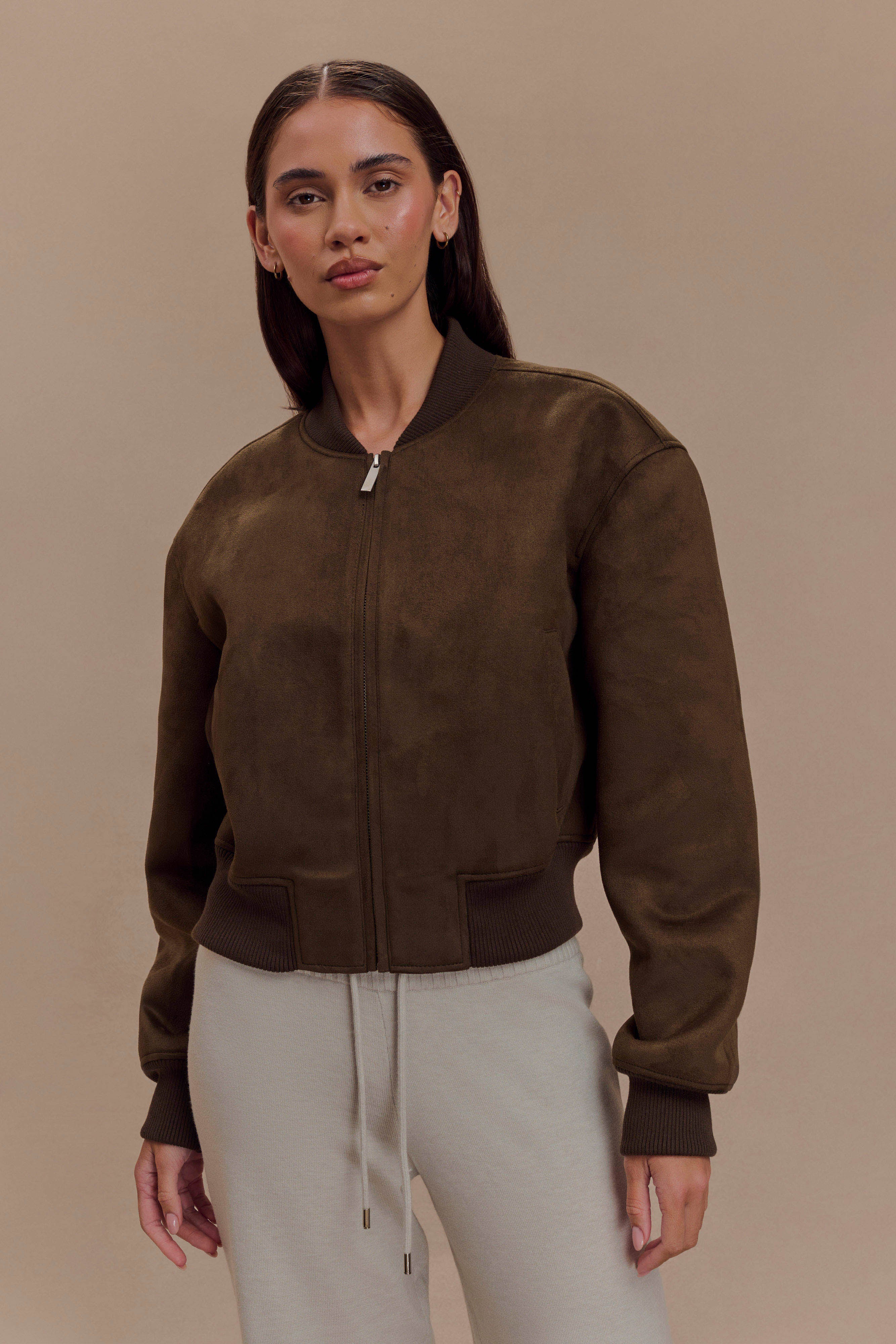 Rudy Suede Bomber Jacket in Chocolate – Chic&Drifts