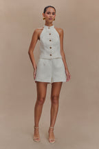 Tiara Halter Neck Suiting Top in White – Chic&Drifts