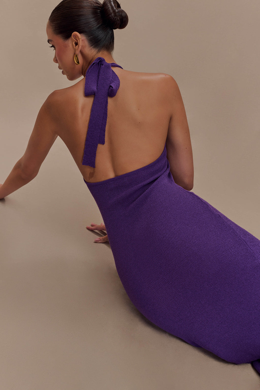 Melodie Halter Knit Maxi Dress in Purple – Chic&Drifts