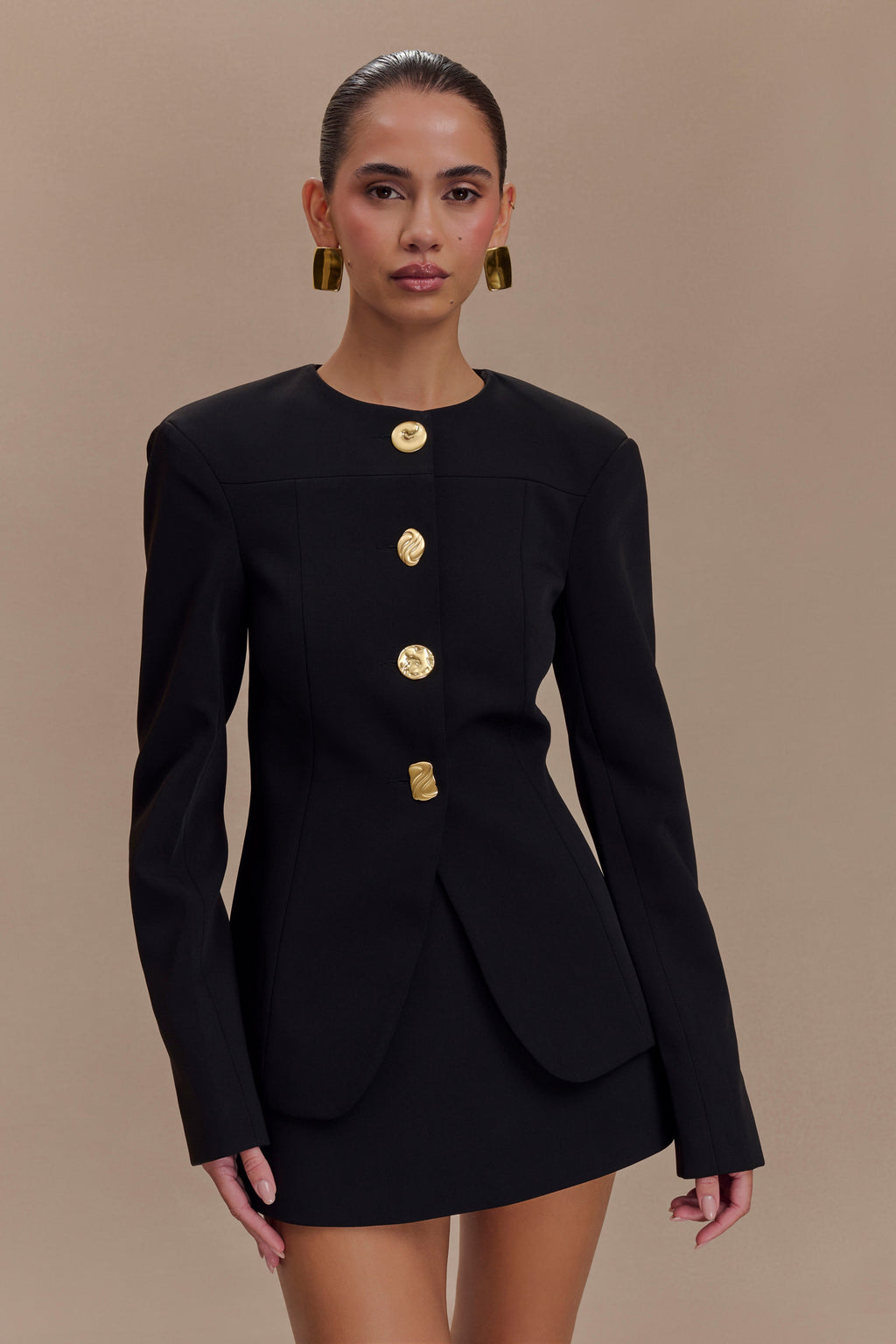 Asia Mixed Button Blazer in Black – Chic&Drifts