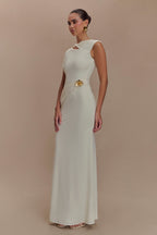 Kaida Slinky Maxi Dress With Hardware in Ivory – Chic&Drifts