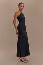 Chloe Peached Jersey One Shoulder Midi Dress in Black – Chic&Drifts