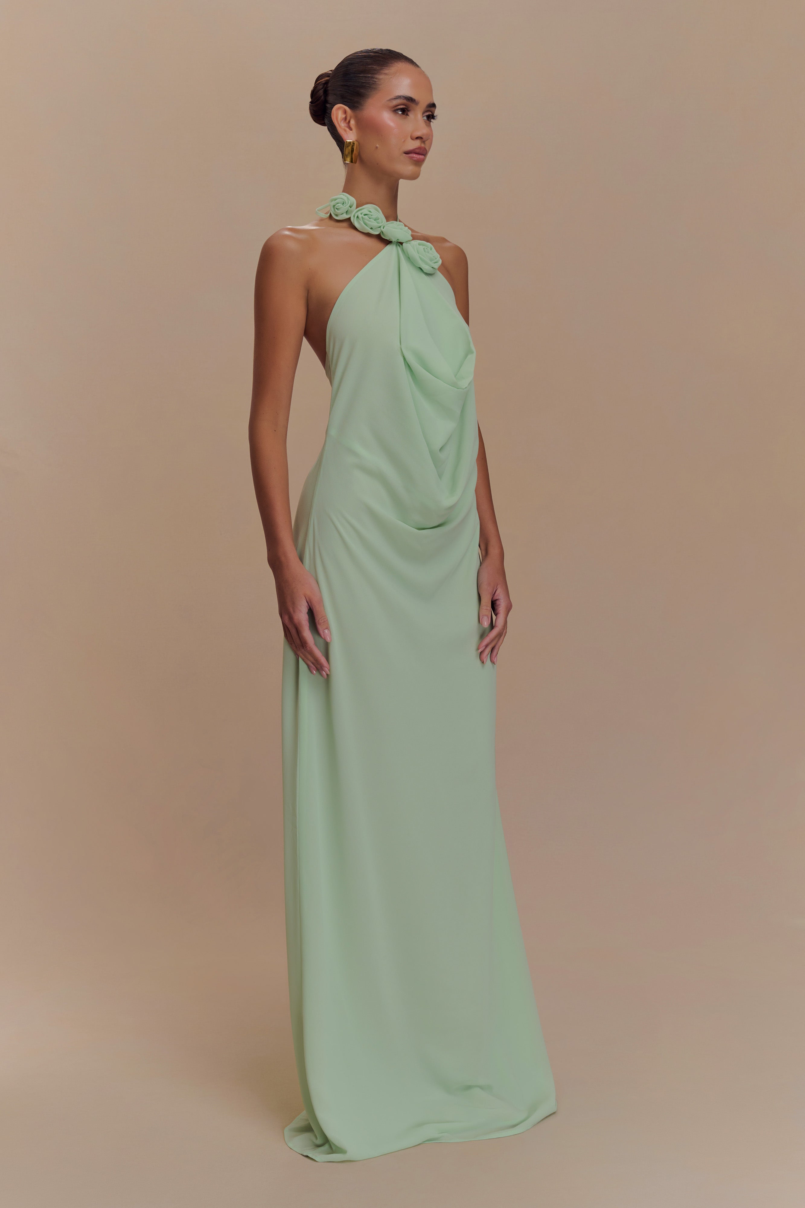 Rosalia Cowl Neck Maxi Dress in Sage – Chic&Drifts