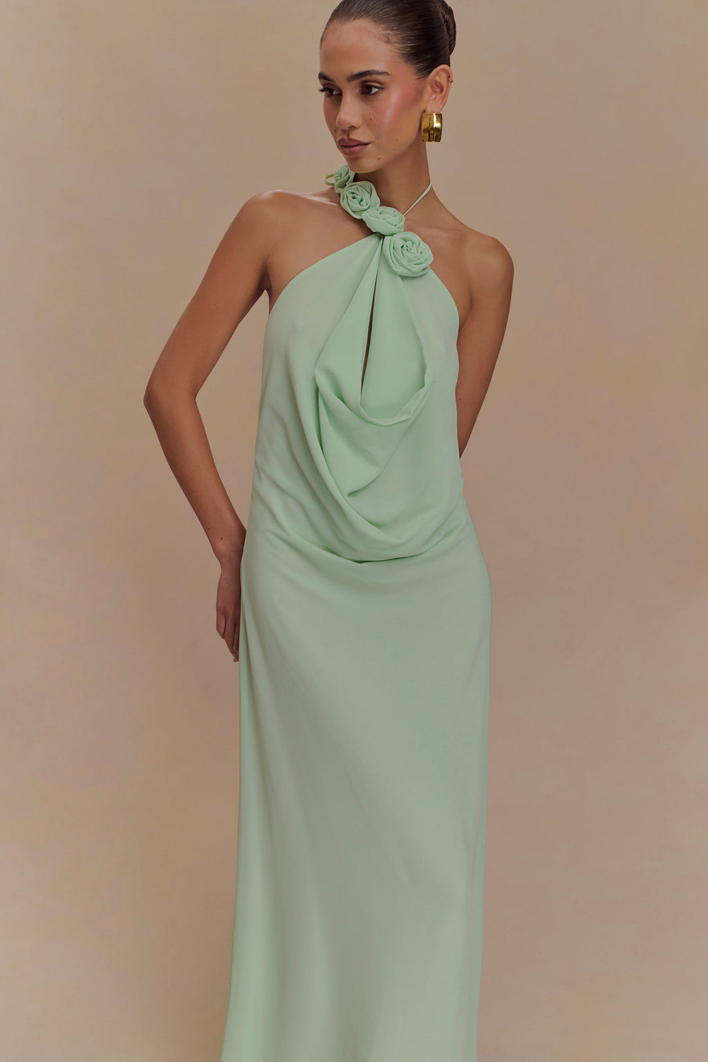 Rosalia Cowl Neck Maxi Dress in Sage – Chic&Drifts