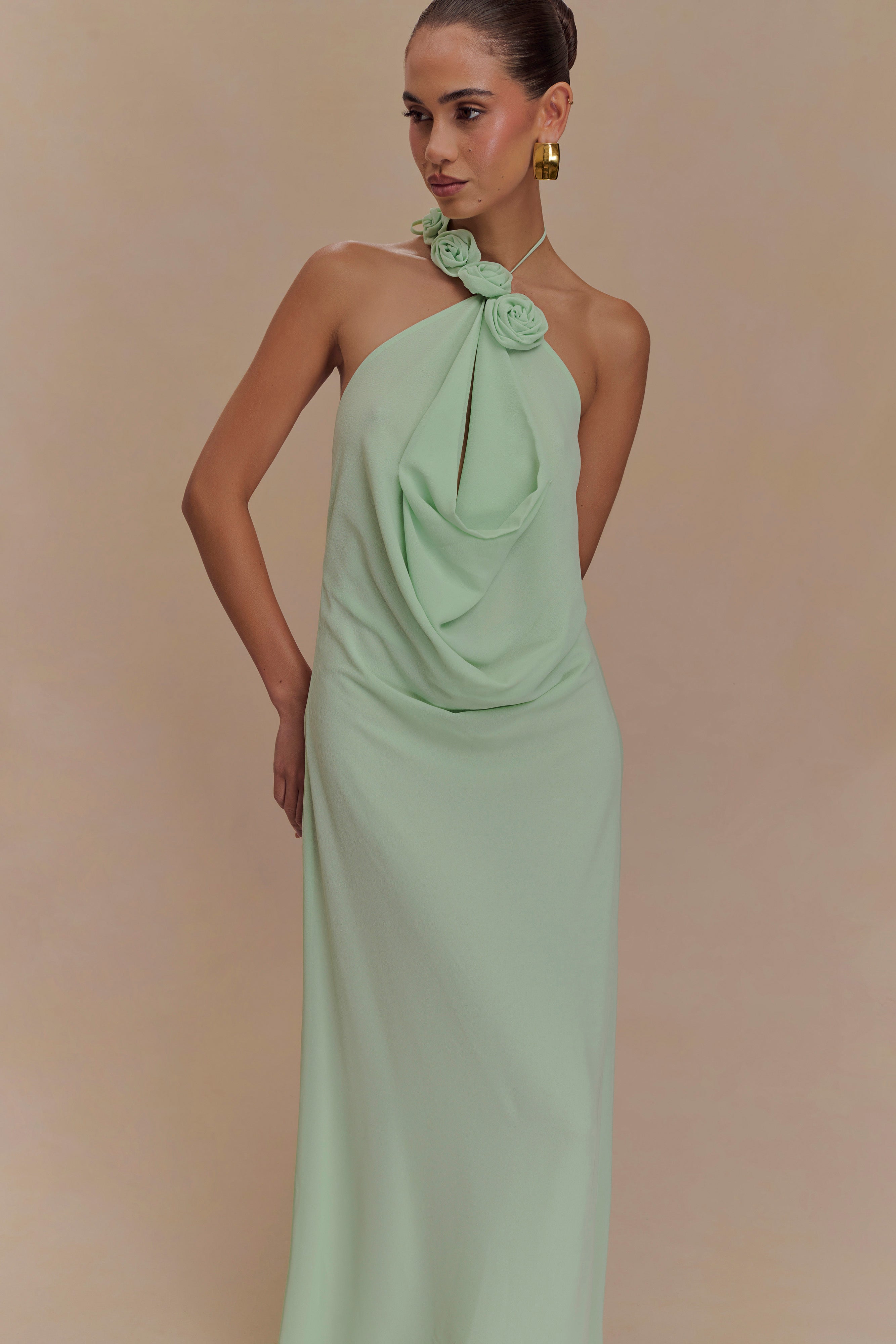 Rosalia Cowl Neck Maxi Dress in Sage – Chic&Drifts
