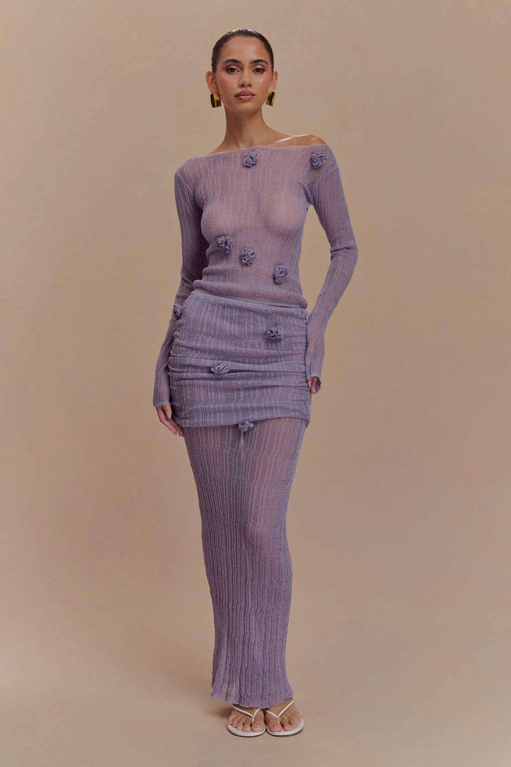 Orianna Orchid Knit Maxi Skirt in Orchid – Chic&Drifts