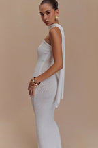 Andrea Strapless Knit Maxi Dress in White – Chic&Drifts