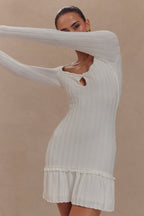 Daphne Pointelle Long Sleeve Mini Dress in Ivory – Chic&Drifts