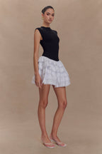 Maeve Contrast Ruffle Knit Mini Dress in Black/White – Chic&Drifts
