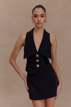 Alix Mixed Button Vest in Black – Chic&Drifts