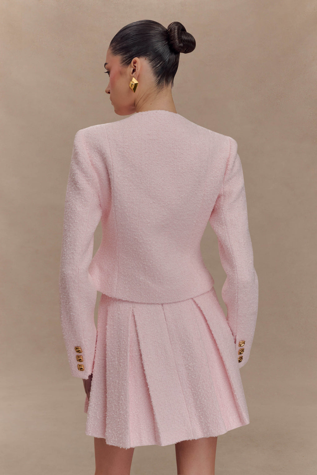 Cleo Boucle Mini Skirt in Powder Pink – Chic&Drifts