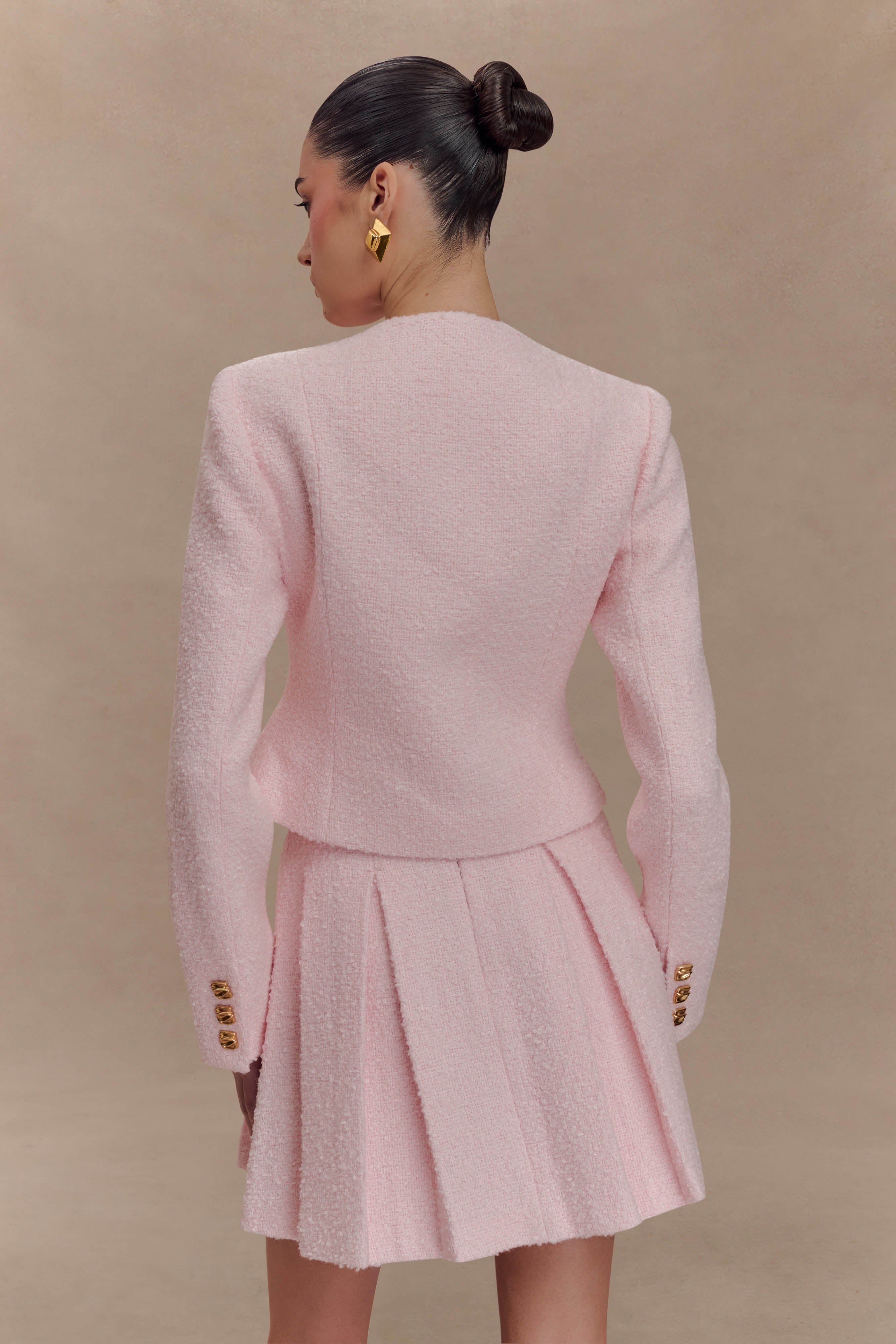 Cleo Boucle Mini Skirt in Powder Pink – Chic&Drifts