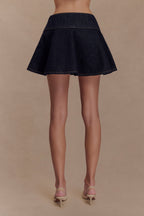 Arista Denim Mini Skirt in Washed Indigo Blue – Chic&Drifts