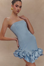 Alba Bubble Mini Dress in Cornflower Blue – Chic&Drifts
