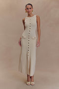 Sawyer Sleeveless Buttoned Maxi Dress in Ivory – Chic&Drifts
