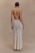 Suki Knit Maxi Dress With Flowers in Nude – Chic&Drifts