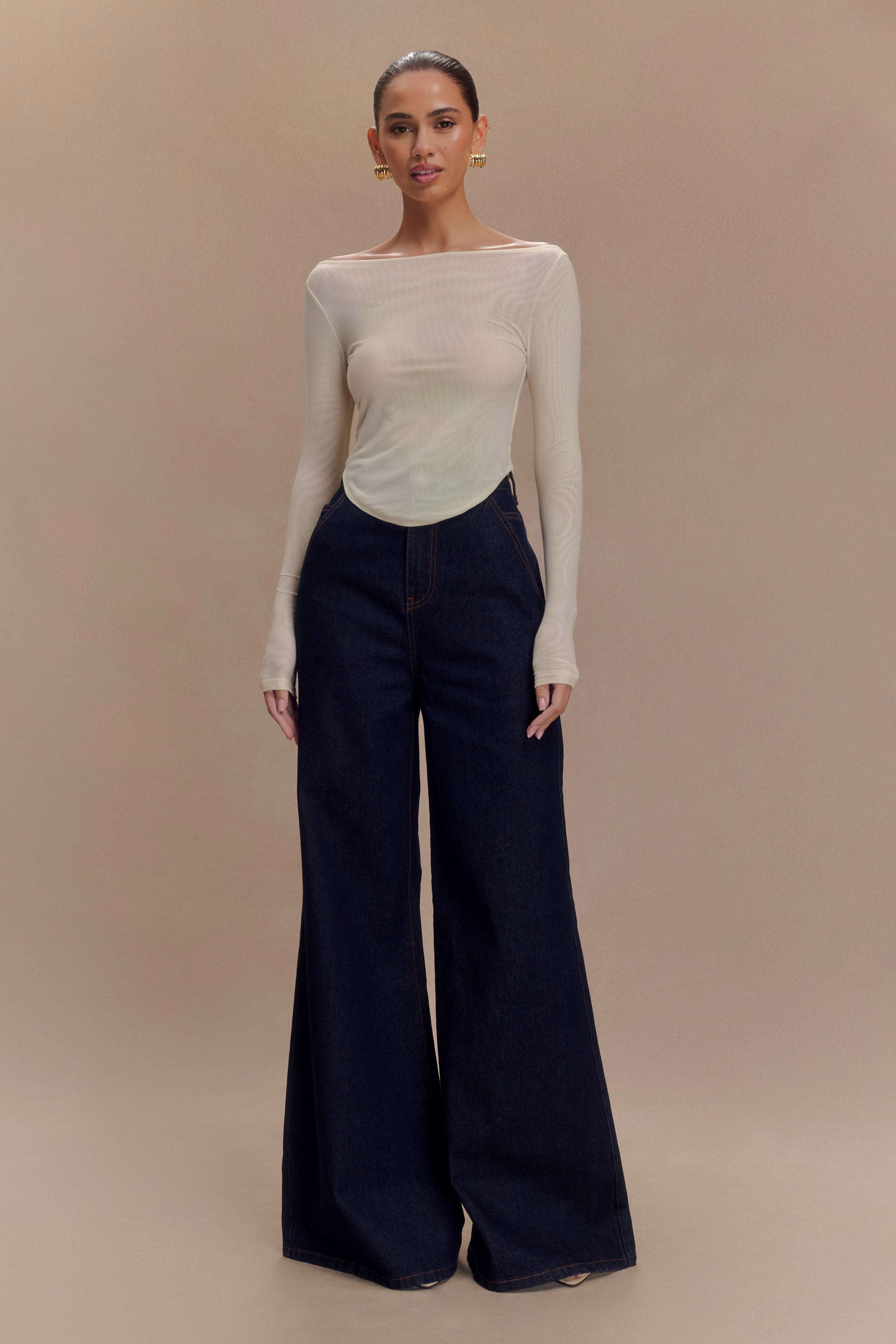 Jen Wide Leg Flare Jeans in Indigo Blue – Chic&Drifts